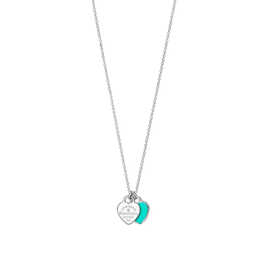 T turquoise double heart necklace