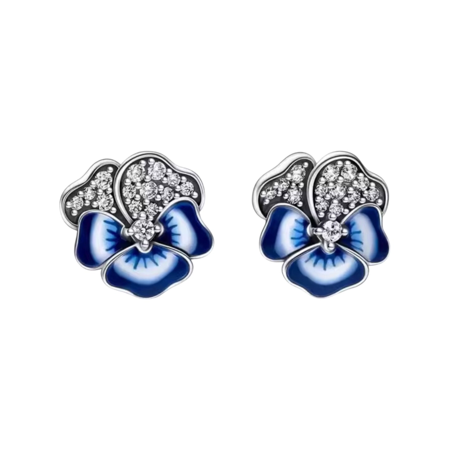 Blue Pansy Studs