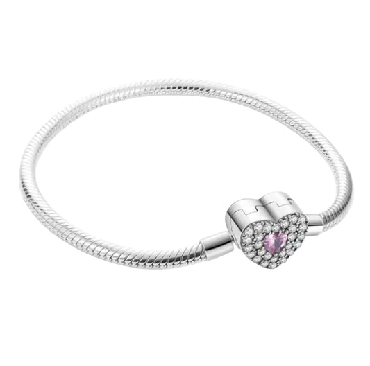 Pink diamond heart charm bracelet (PRE-ORDER)