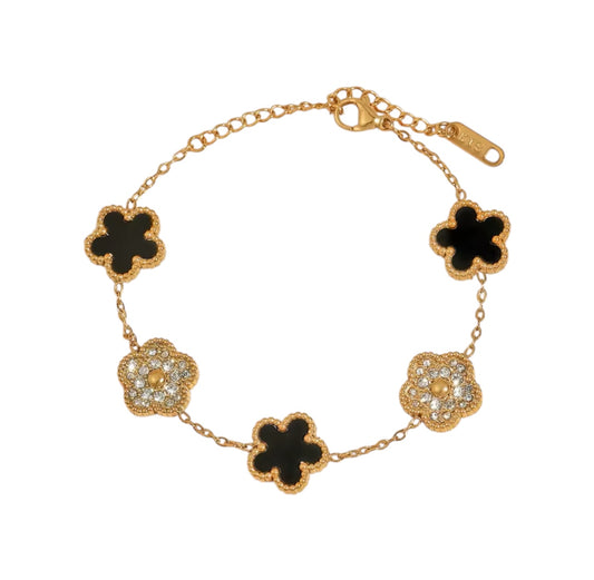 Black diamonte clover bracelet (PRE-ORDER)