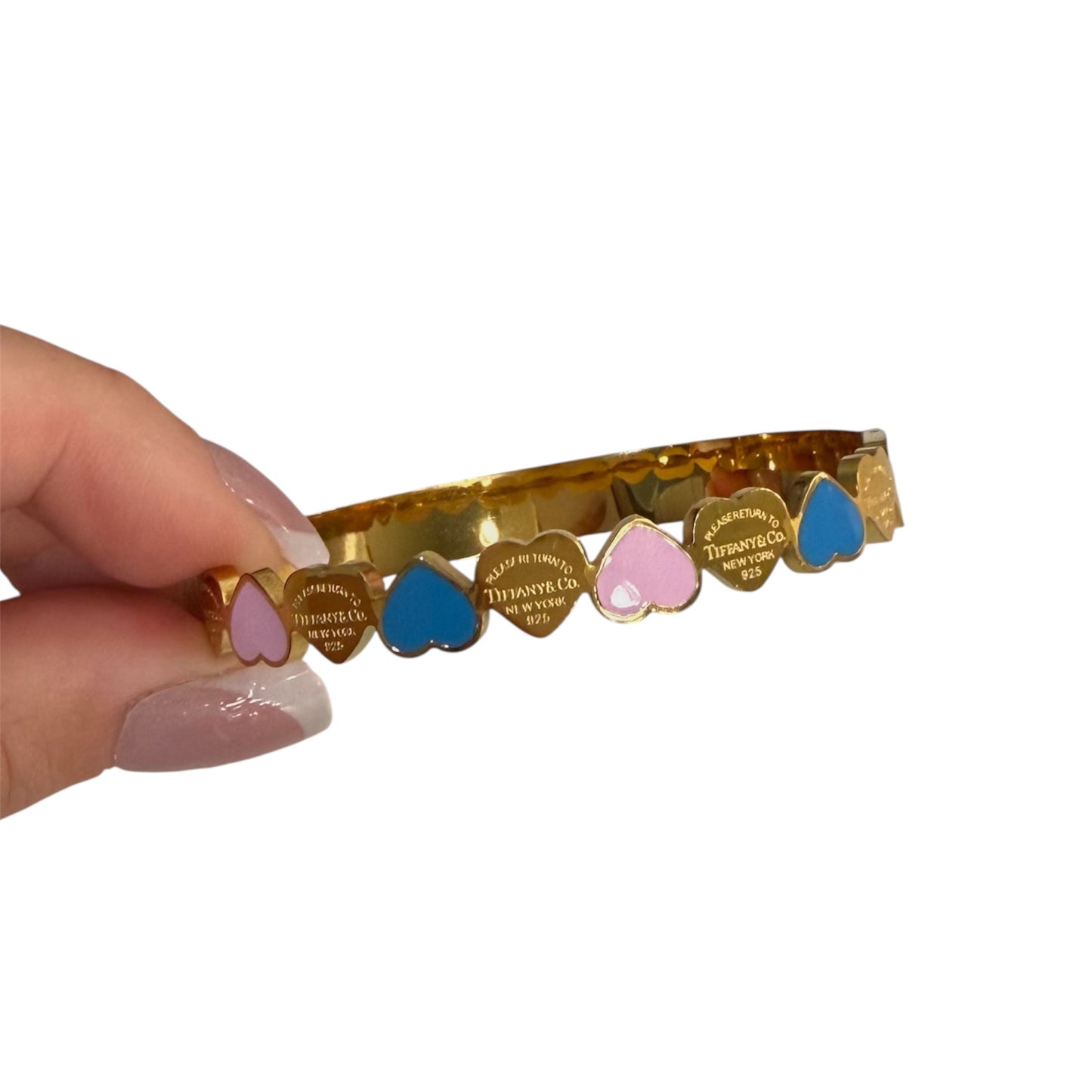 The Gold Row Of Hearts “Talia” Bangle
