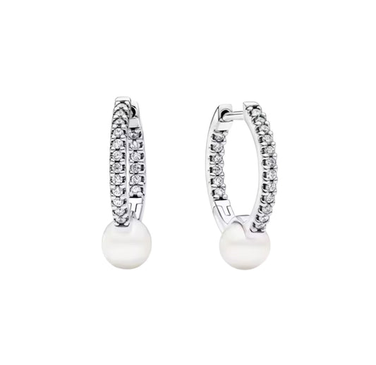 Pearl diamond hoops (PRE-ORDER)