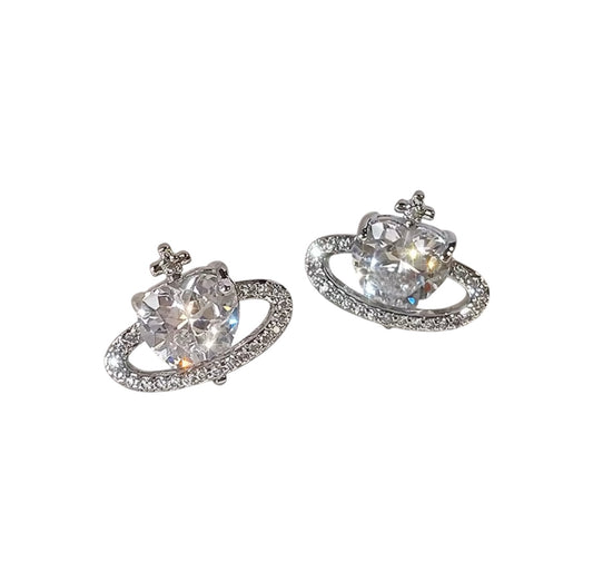 Diamond planet earrings