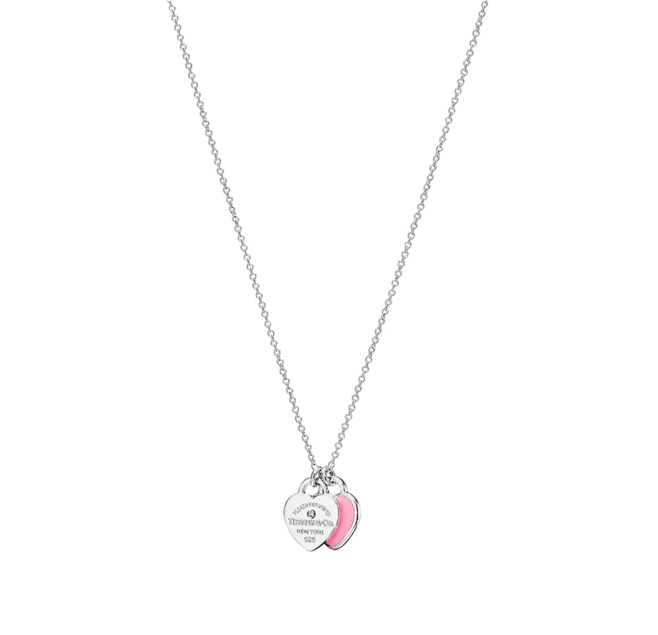 T pink double heart necklace