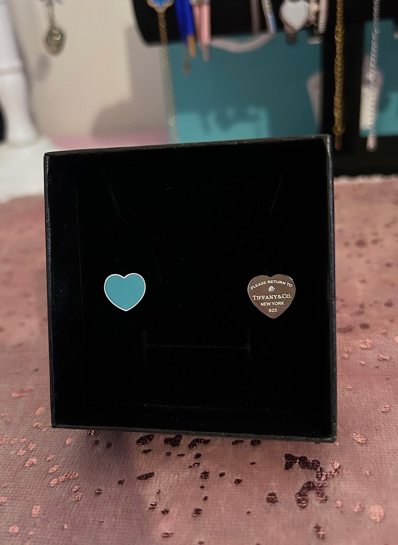 T turquoise heart earrings