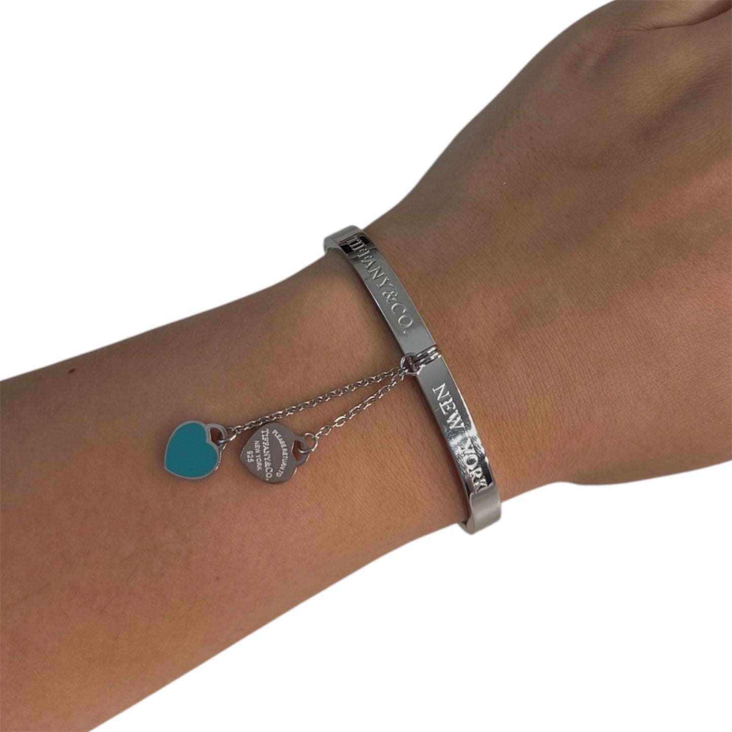 The Turquoise “Talia” Double Heart Drop Bangle