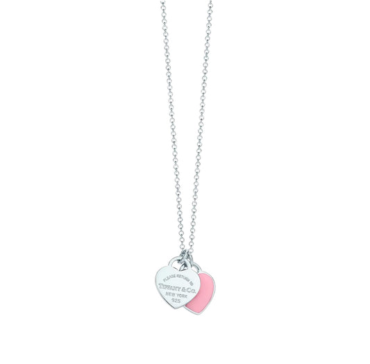 T plain pink heart necklace