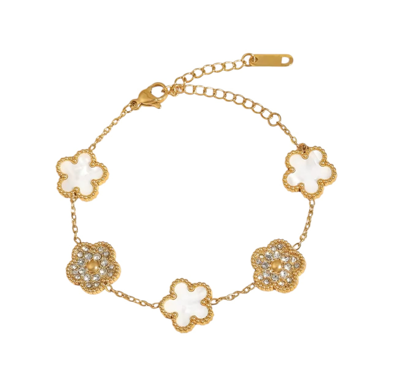 White diamonte clover bracelet