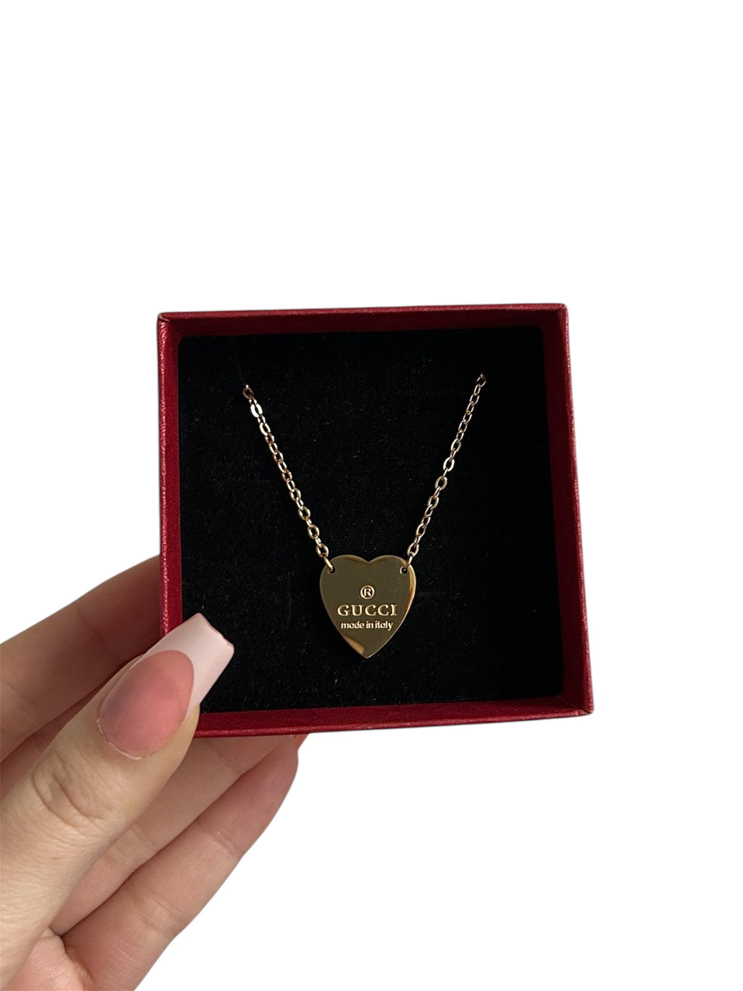 Gold G heart necklace