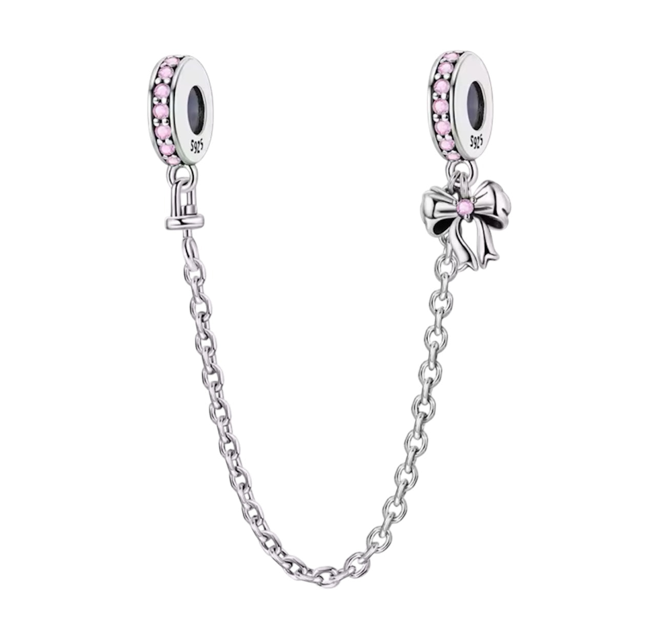 Pink diamond bow safety chain (PRE-ORDER)