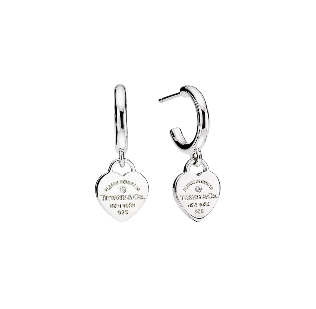 T diamond heart hoops
