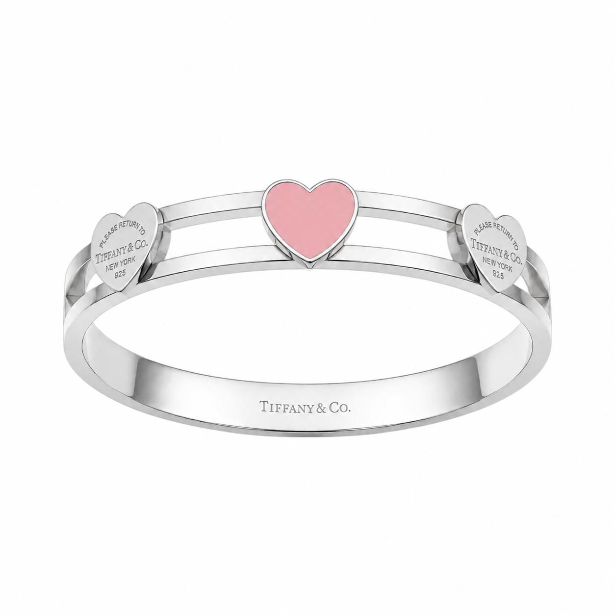 The Silver & Pink Heart “Talia” Bangle