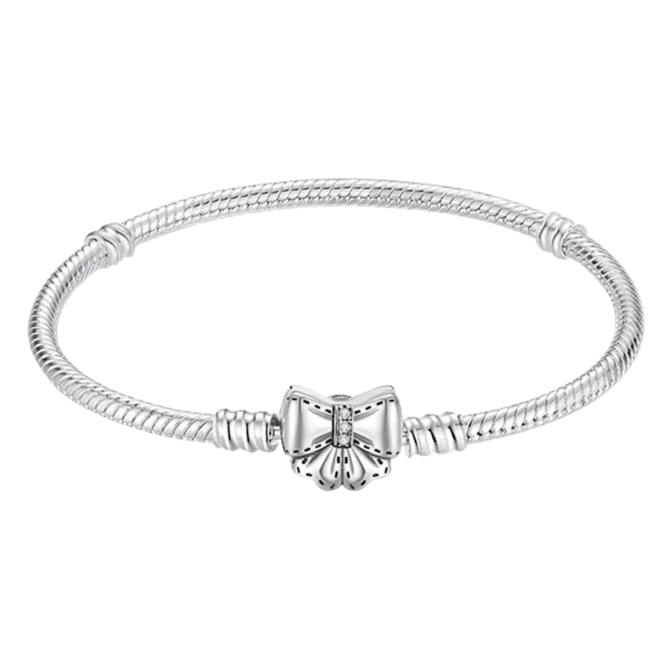 Silver bow charm bracelet (PRE-ORDER)
