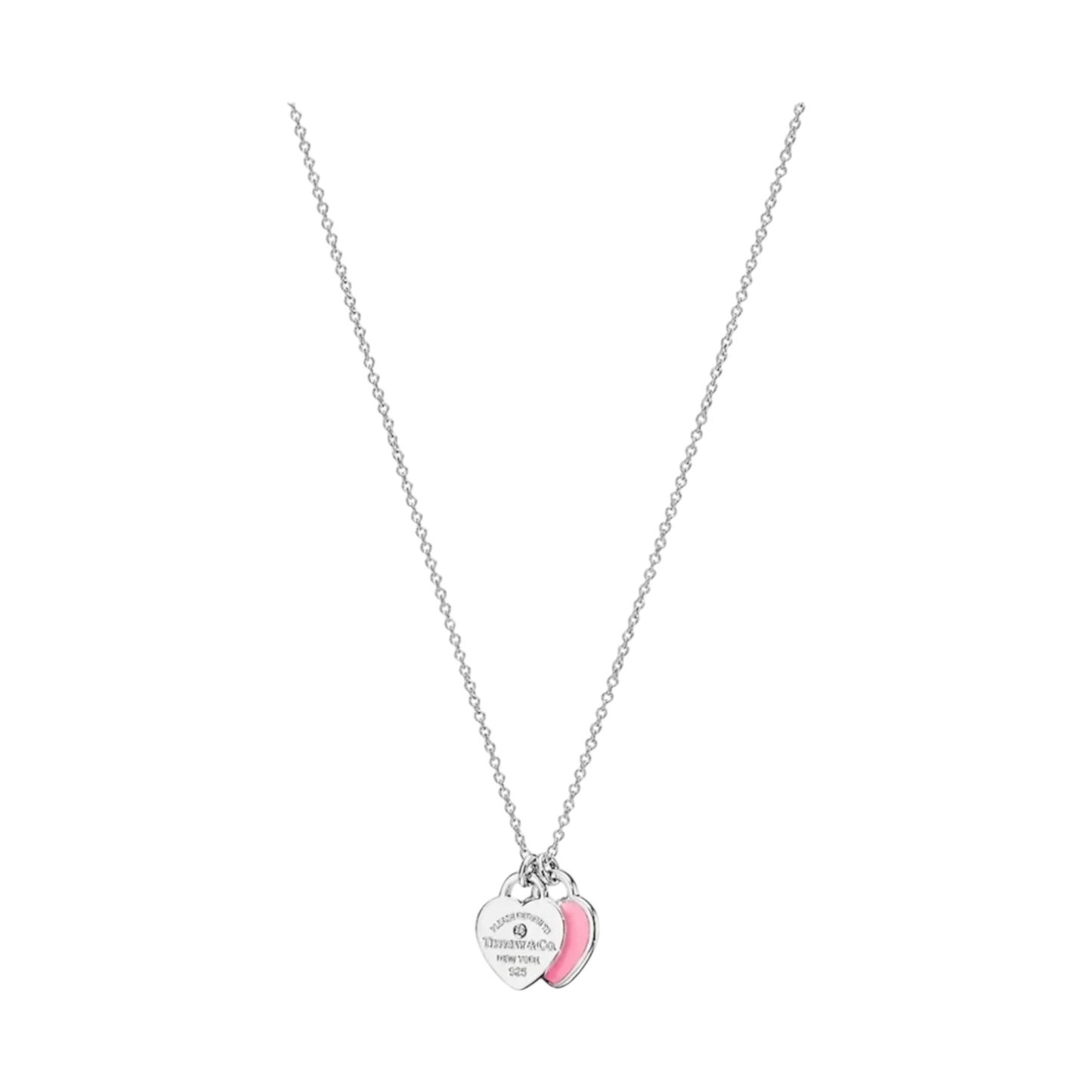 T pink double heart necklace