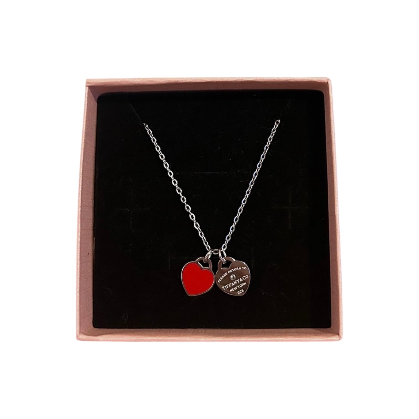 T Red double heart necklace