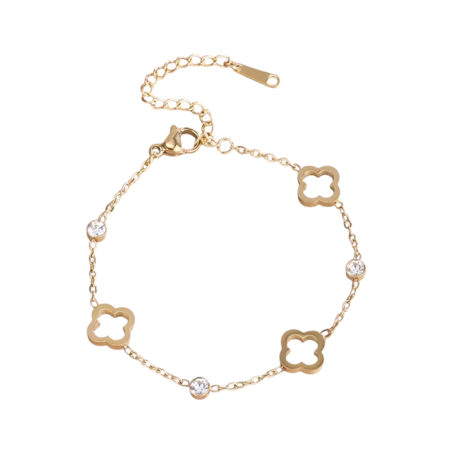Gold Hollow Clover Bracelet