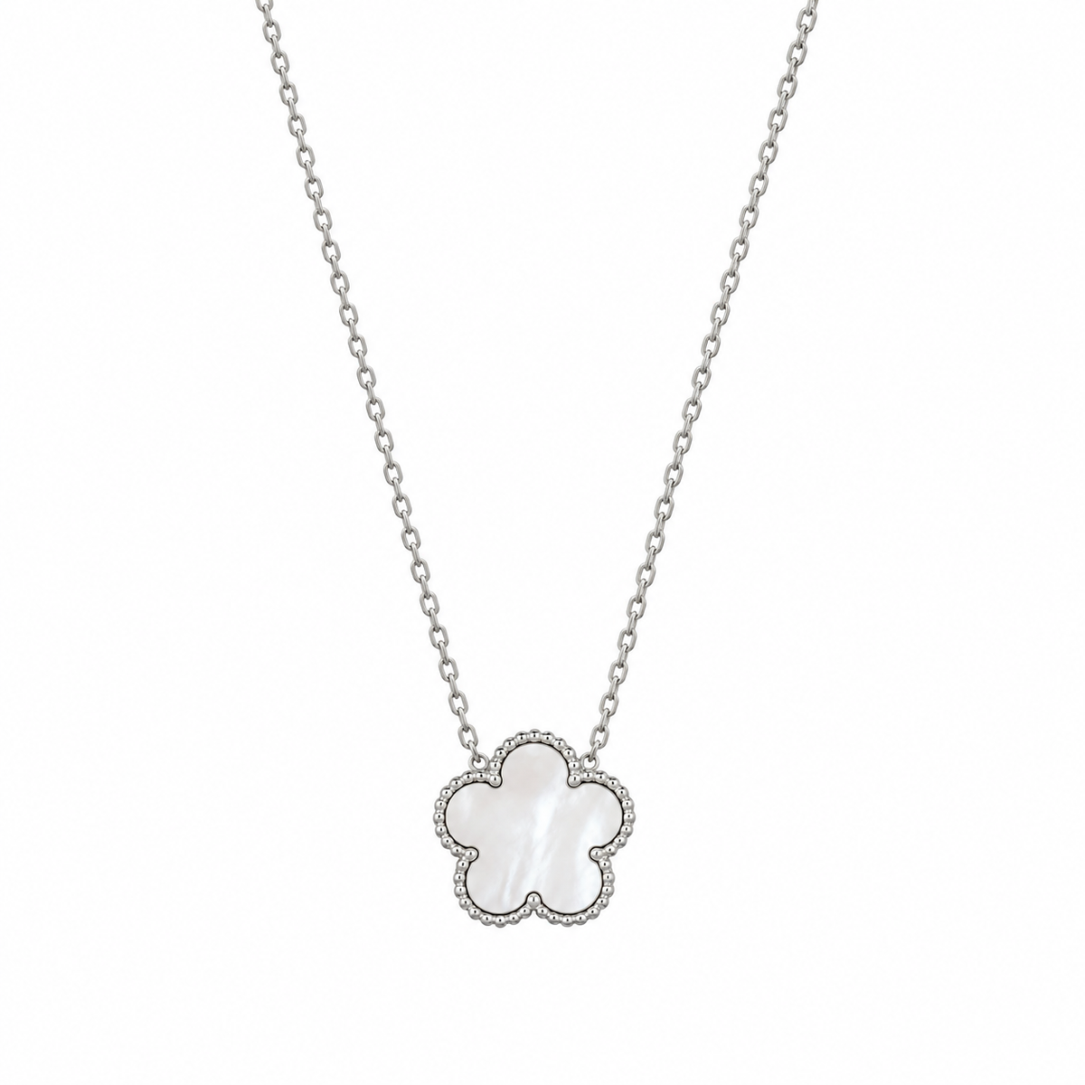 The Silver “Snow” Clover Necklace