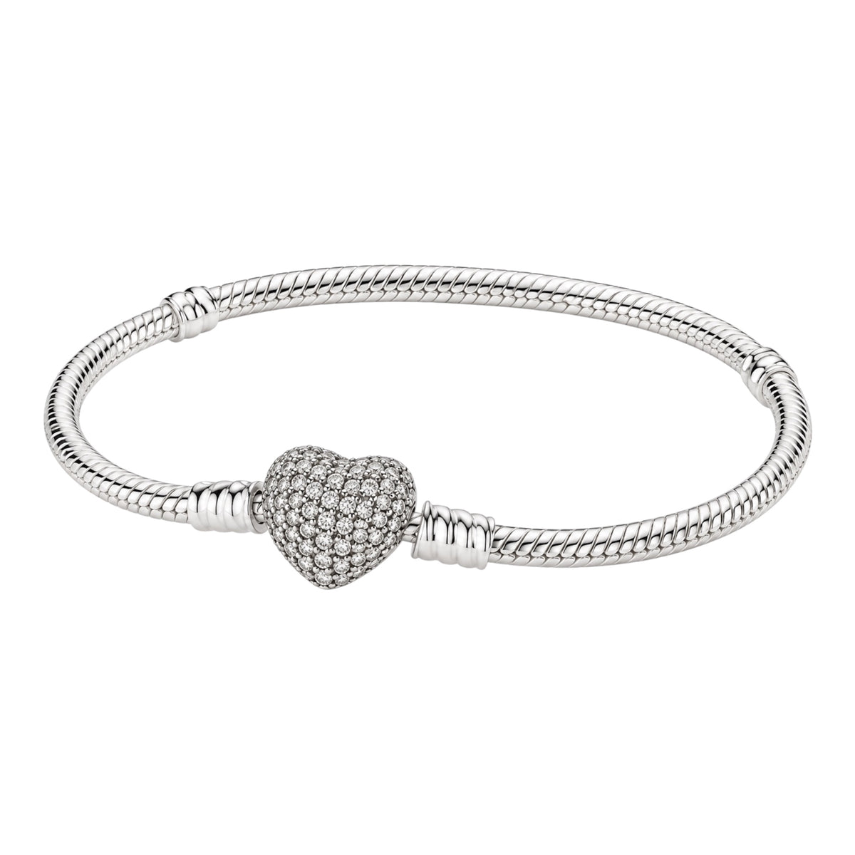 The Silver “Diamond Heart” Charm Bracelet