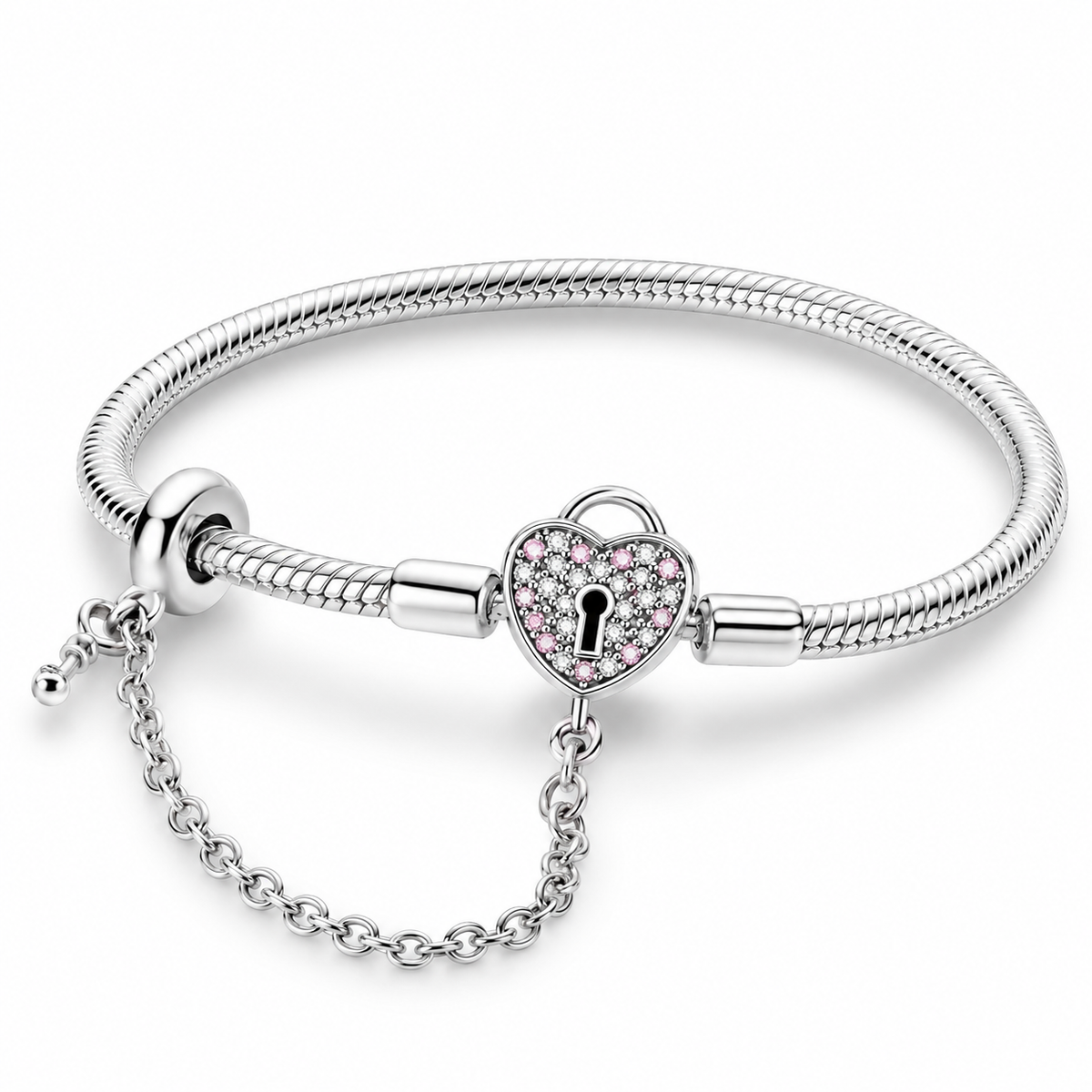The Silver “Heart & Lock” Charm Bracelet