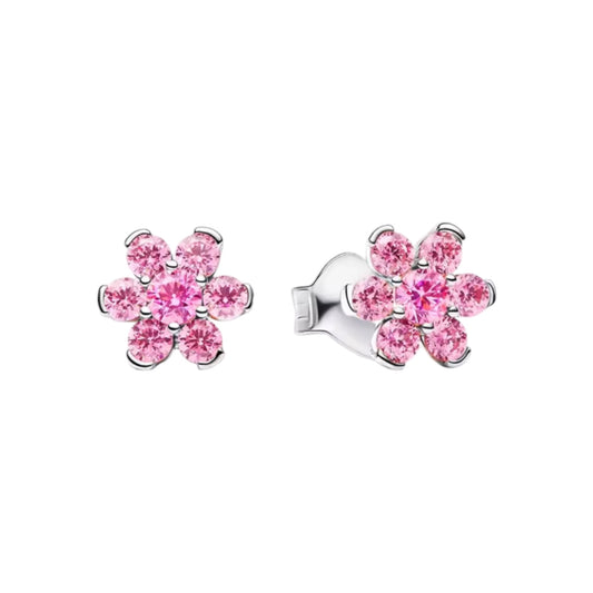 The Silver & Pink “Flower Bloom” Studs