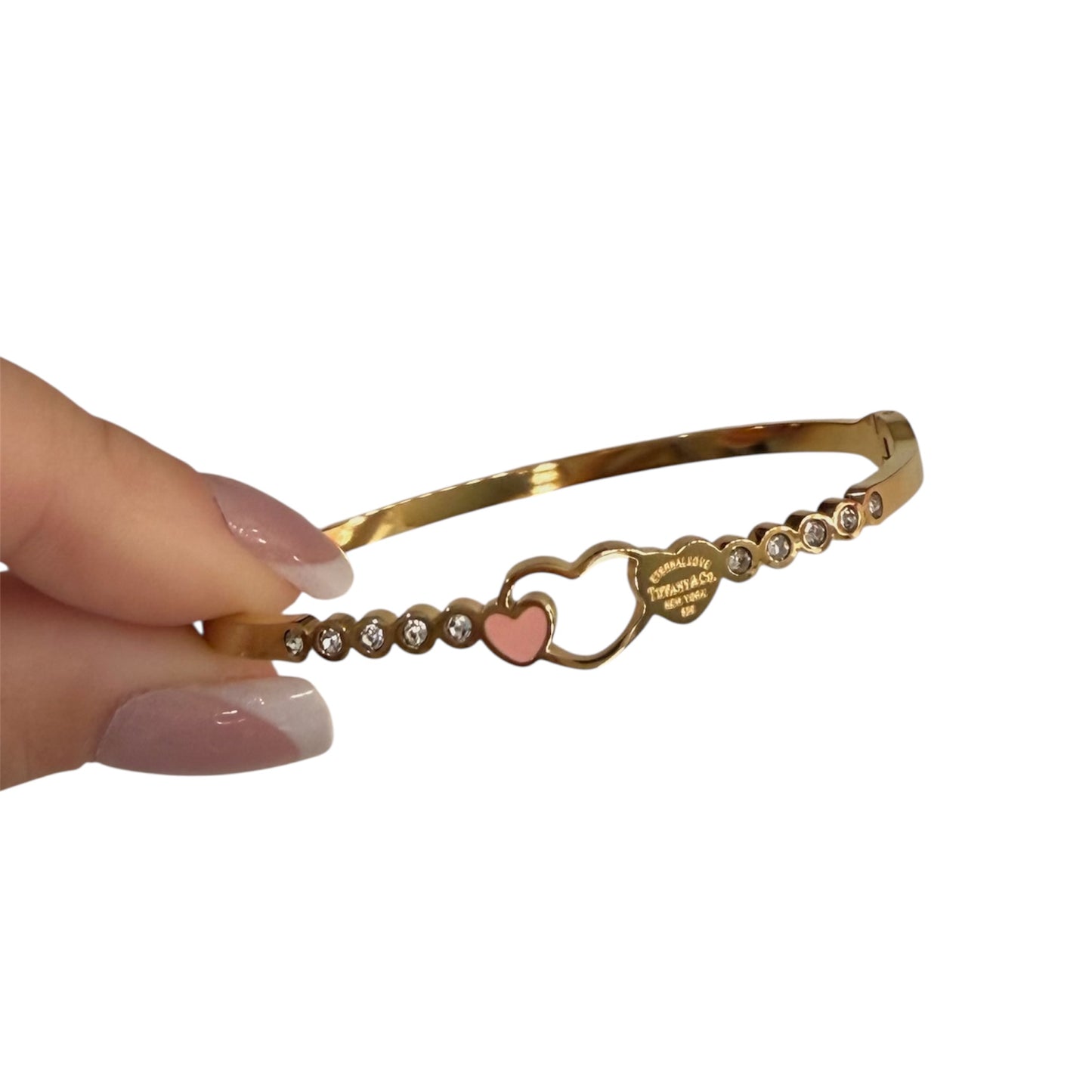 The Gold Diamond Triple Heart “Talia” Bangle