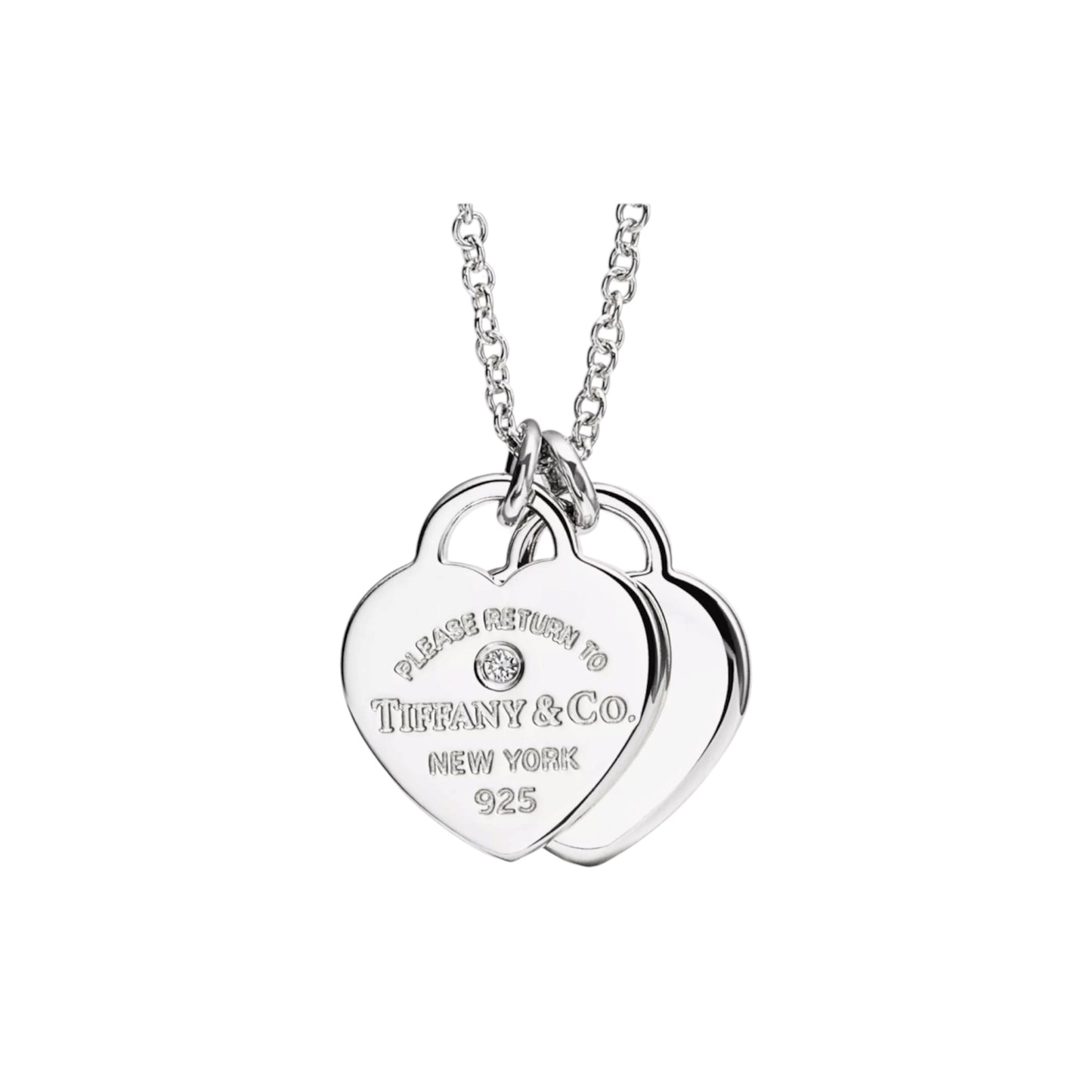 The Silver Diamond Double Heart “Talia” Necklace