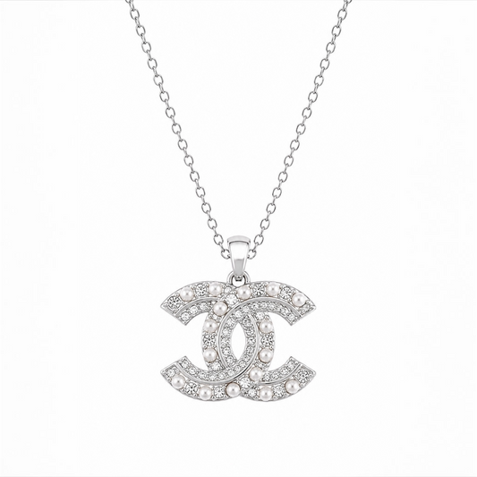 The Silver Diamond & Pearl “Cassie” Necklace