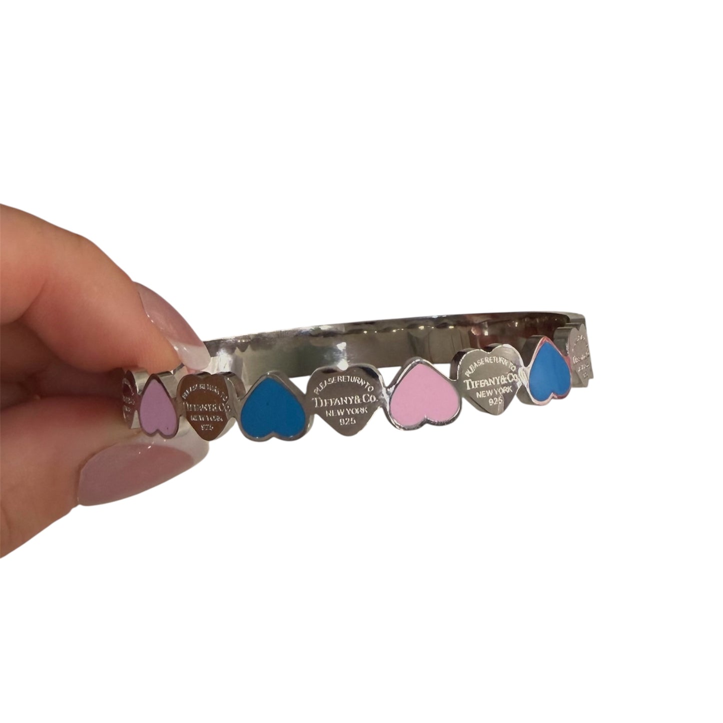 The Silver Row Of Hearts “Talia” Bangle