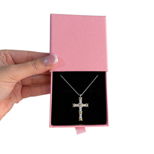 The Gold Diamond Cross “Talia” Necklace