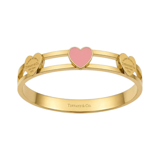 The Gold & Pink Heart “Talia” Bangle