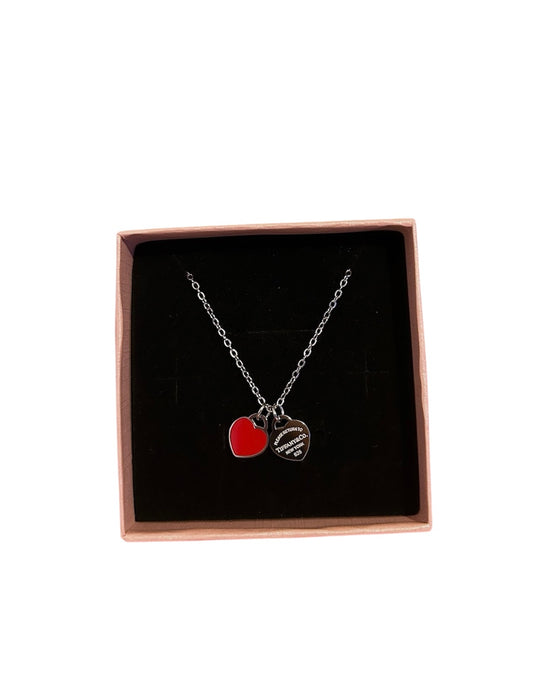 T heart plain double heart necklace