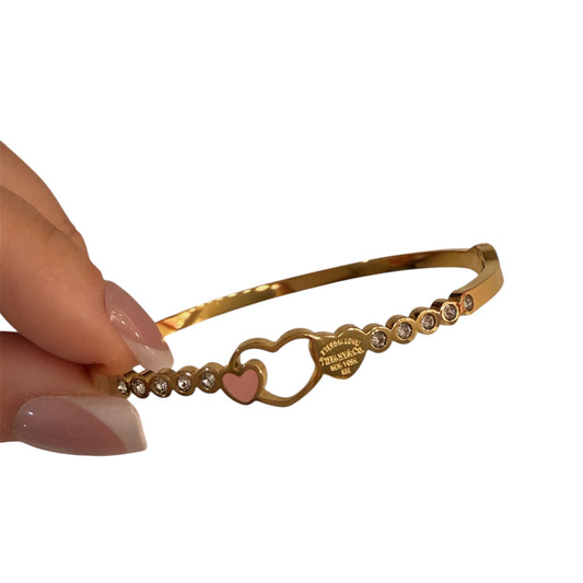 The Gold Diamond Triple Heart “Talia” Bangle