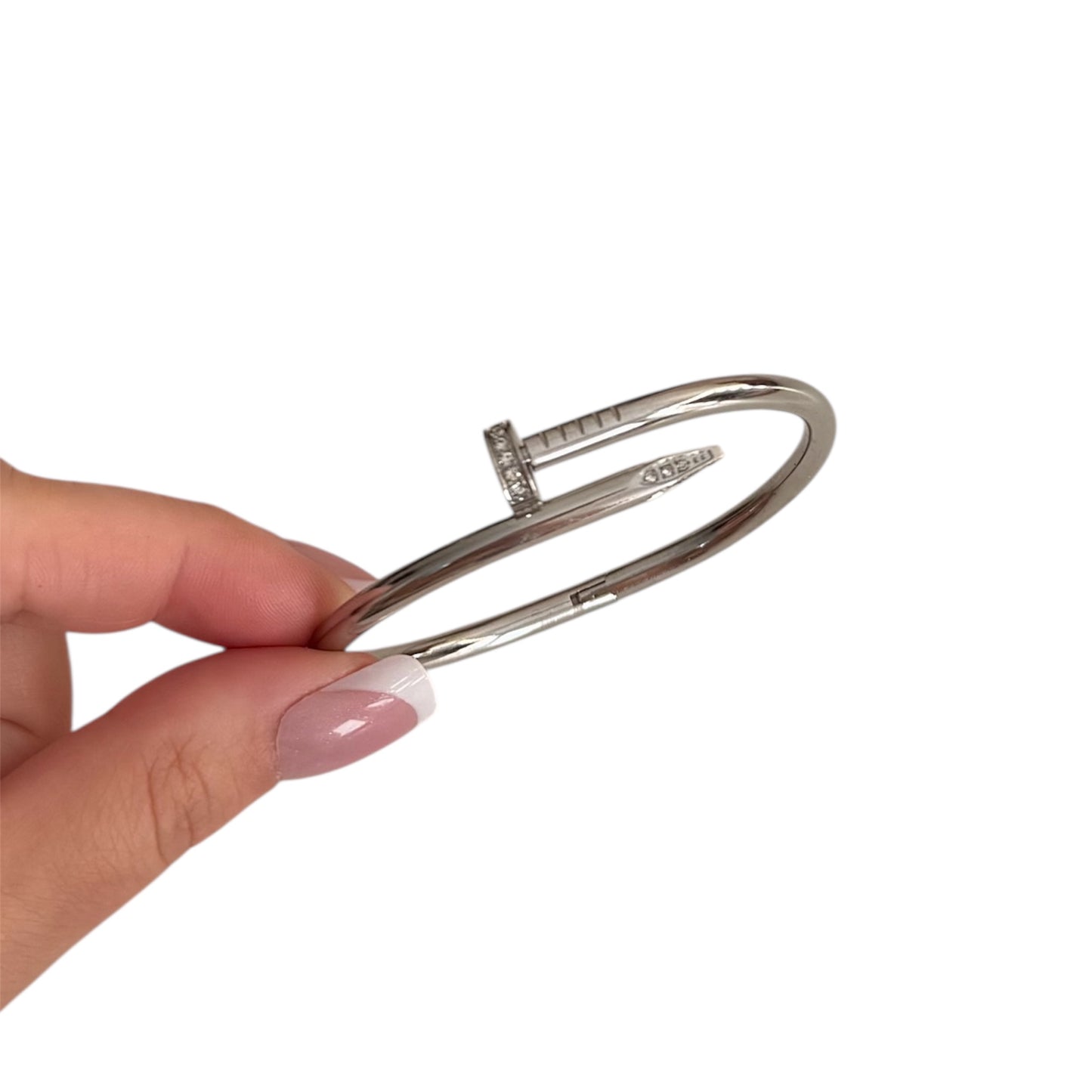 The Silver “Camilla” Diamond Top Bangle