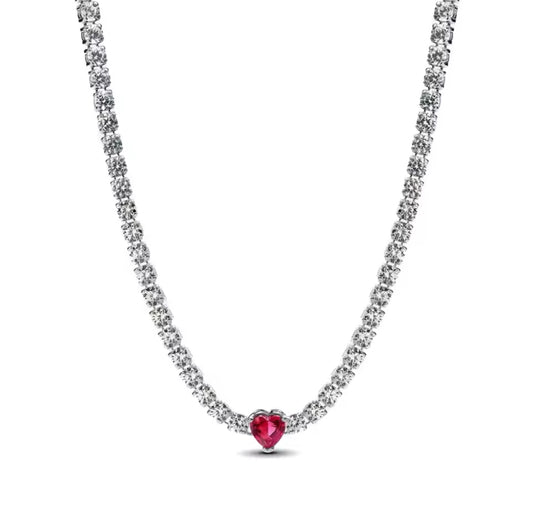 Red heart diamond tennis choker (PRE-ORDER)
