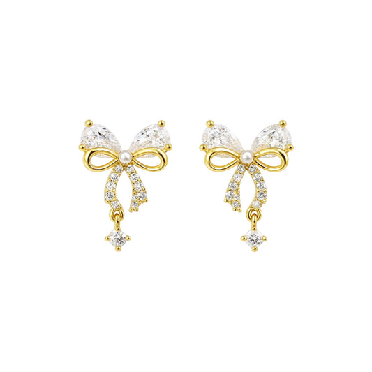 Gold “Lara” Bow Studs