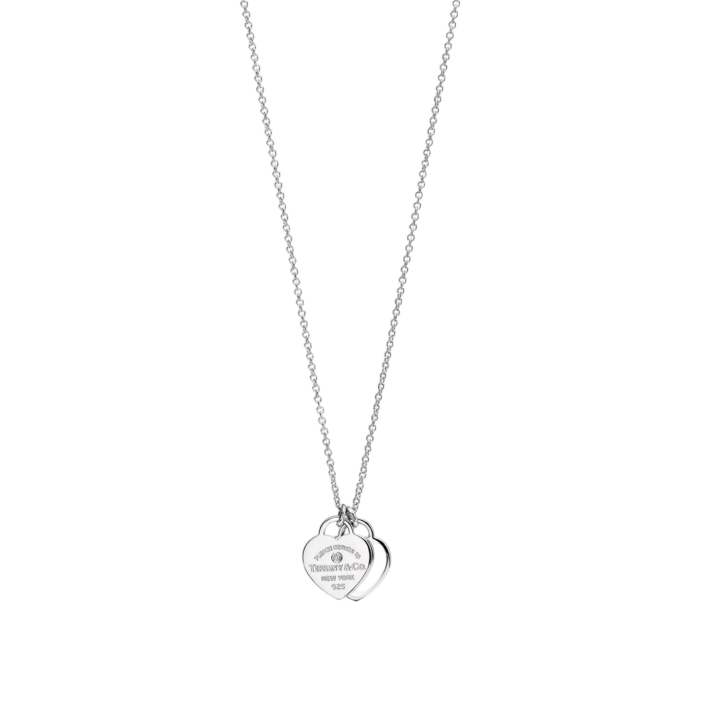 The Silver Diamond Double Heart “Talia” Necklace
