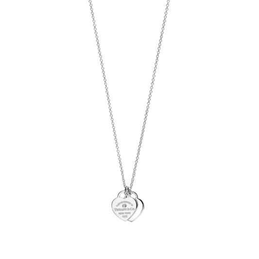 The Silver Diamond Double Heart “Talia” Necklace