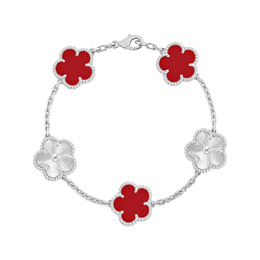The Two-Toned Silver & Scarlet “Vanessa” Bracelet