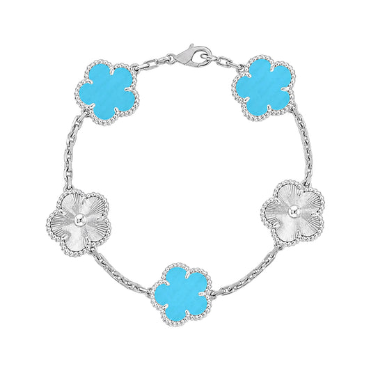 The Two-Toned Silver & Cyan “Vanessa” Bracelet