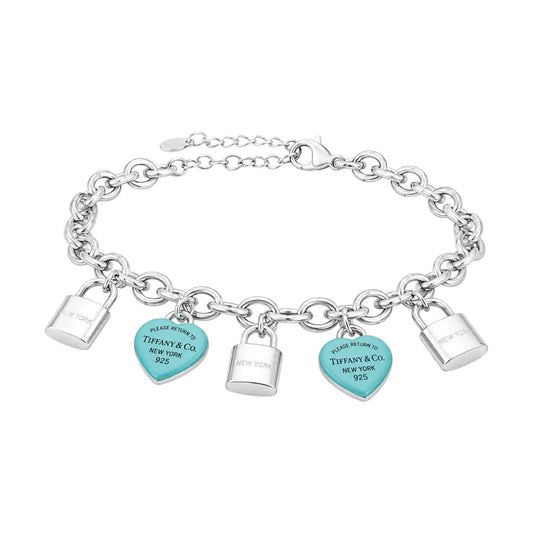 The Turquoise & Silver Heart Padlock “Talia” Bracelet
