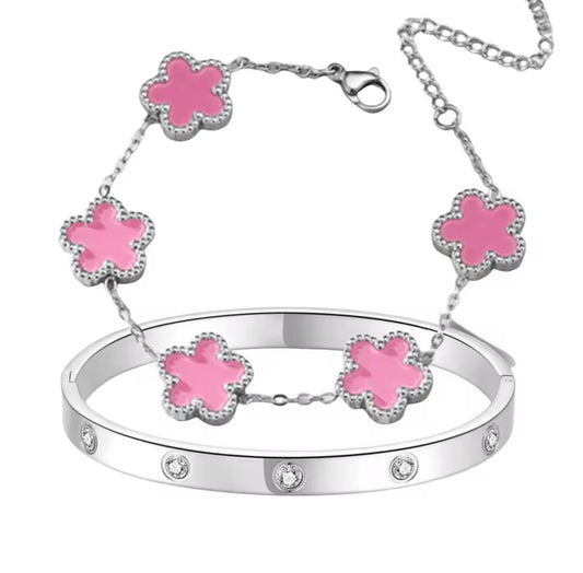 Silver/Pink clover stack (PRE-ORDER)