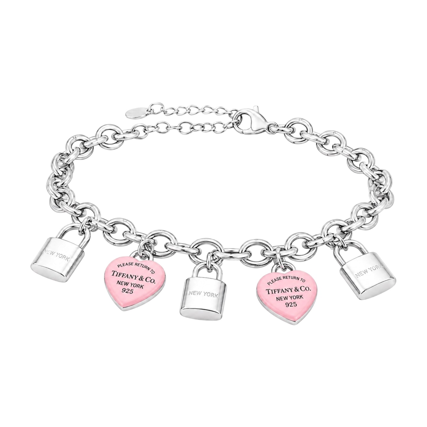 The Blush & Silver Heart Padlock “Talia” Bracelet
