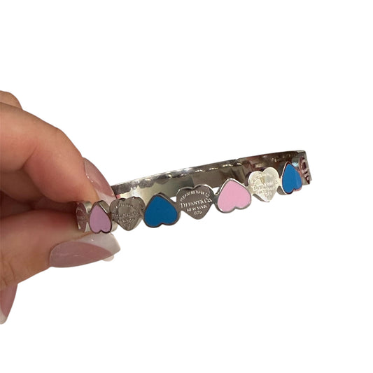 The Silver Row Of Hearts “Talia” Bangle