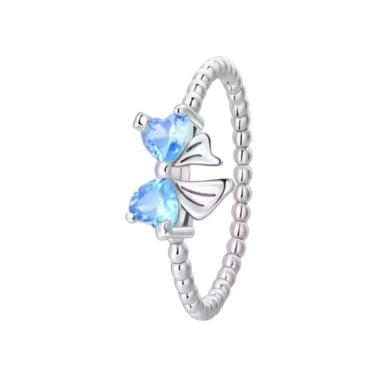 Blue Dangle Bow Ring