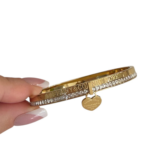 The Diamond Dangle Heart “Talia” Bangle