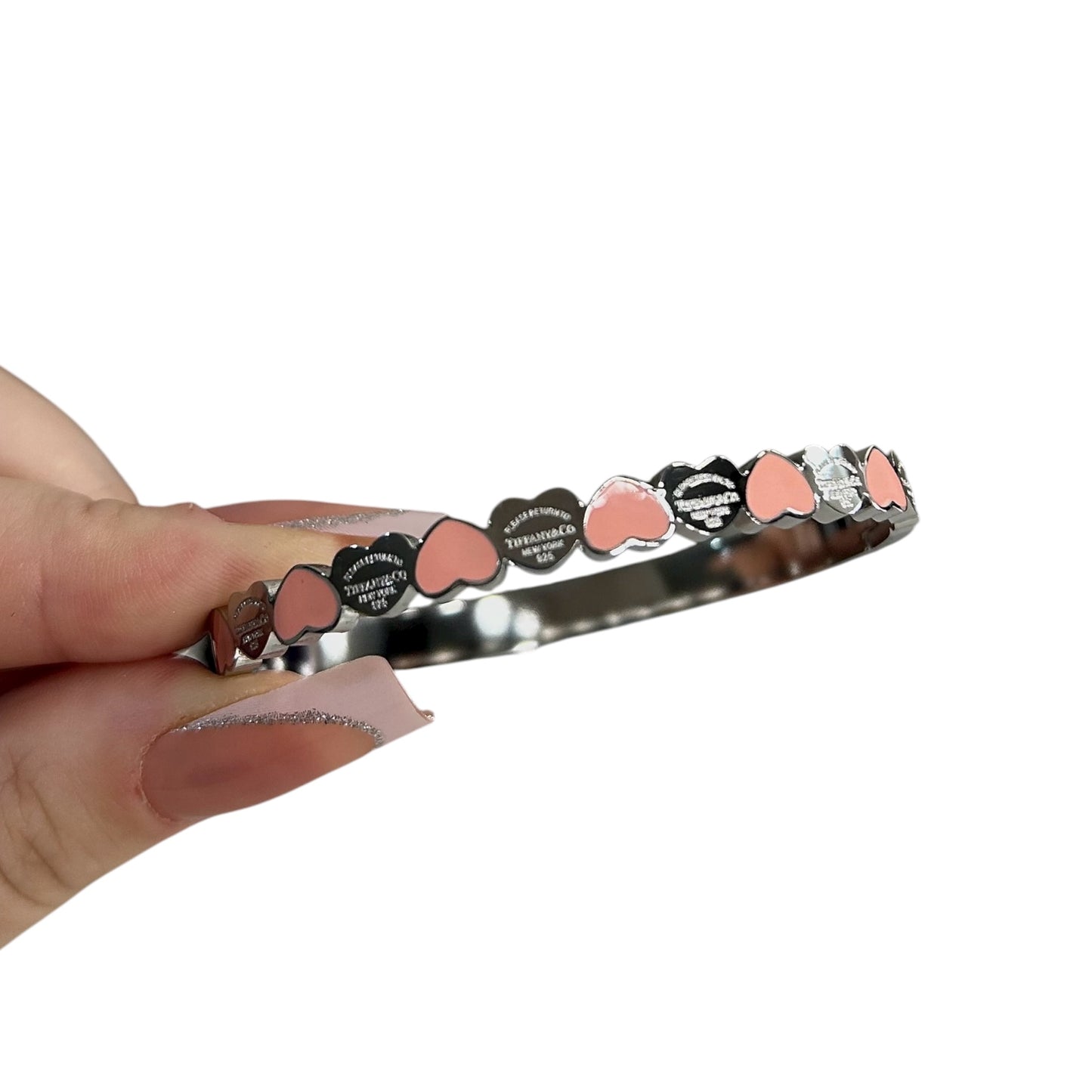 T Pink Hearts Bangle