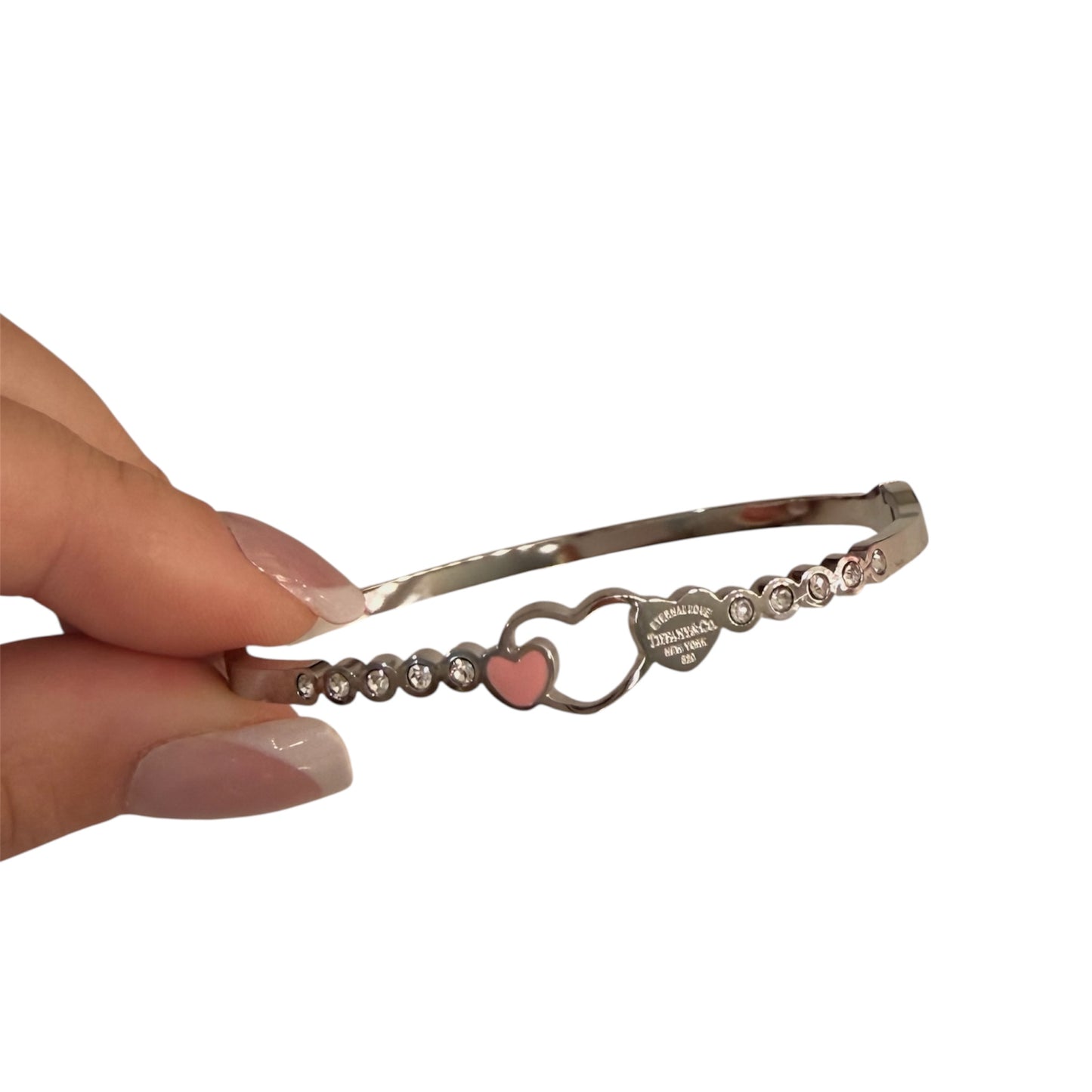 The Silver Diamond Triple Heart “Talia” Bangle