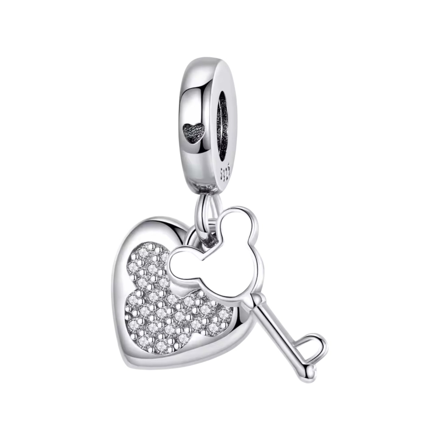 Diamond Heart And Key Charm