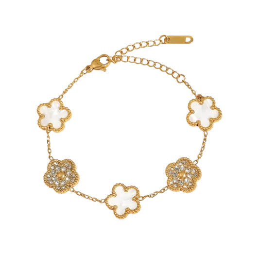 White diamonte clover bracelet