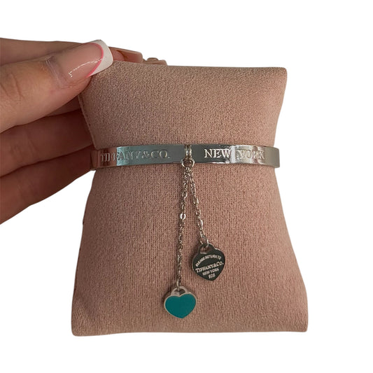 The Turquoise “Talia” Double Heart Drop Bangle